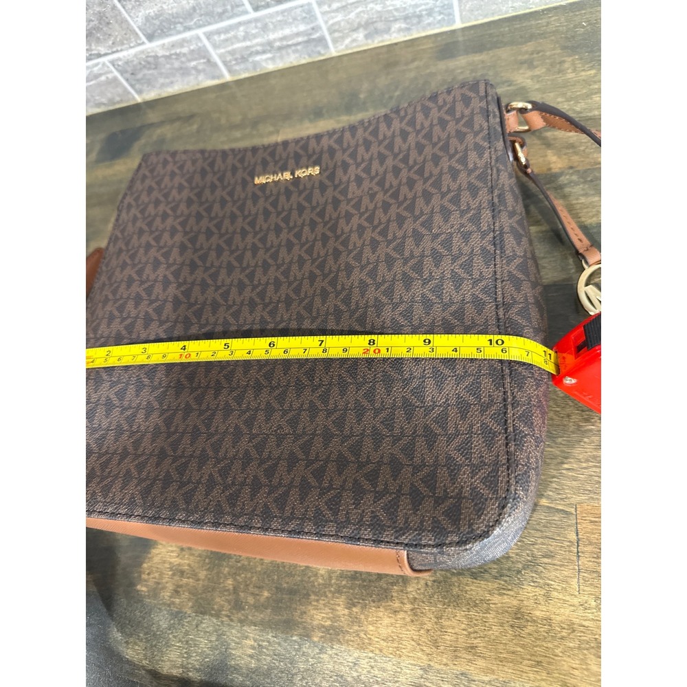 Michael Kors Jet Set Large Crossbody Bag Brown MK Signature Logo 35T8GTTC9B - Picture 10 of 11